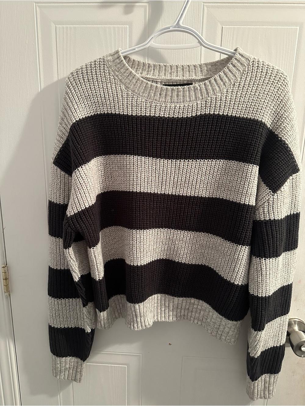 Grey and black ribbed sweater